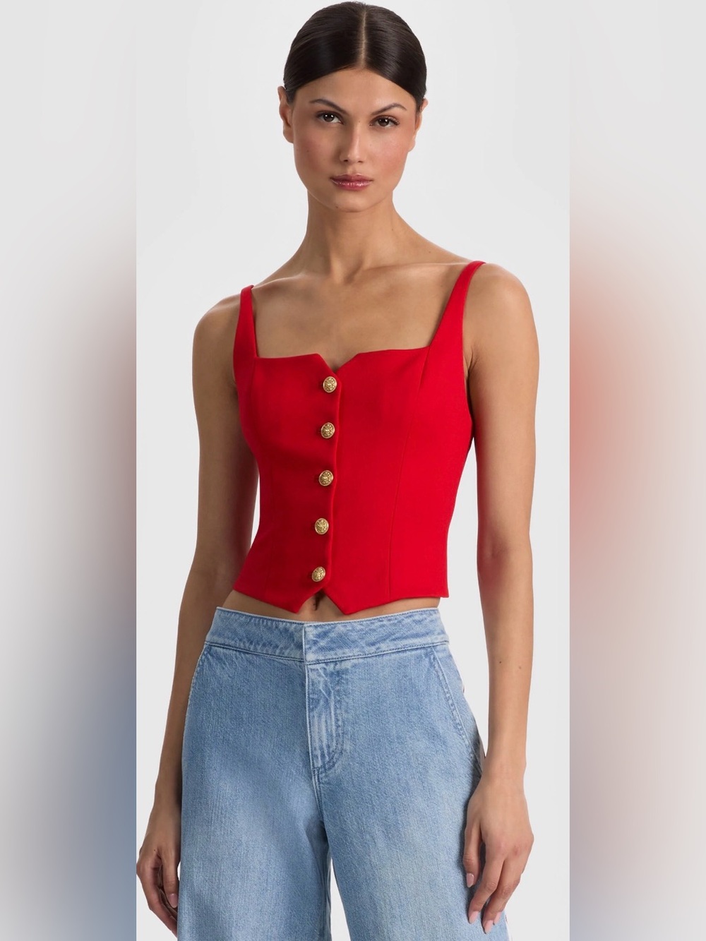 Alice + Olivia Kelcey Button Front Top